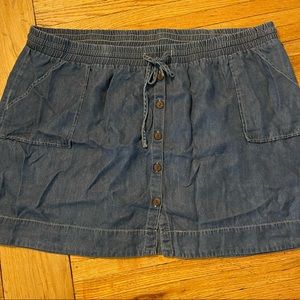 Button-Up Flowy Denim Skirt